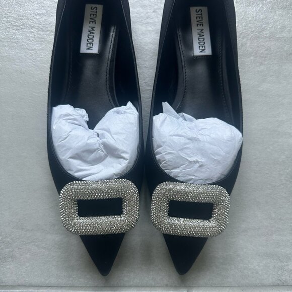 Steve Madden TINK Ballet Flat Black Silver NEW WITHOUT TAGS - Picture 4 of 8